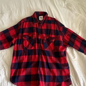 Aerie Red and Blue Plaid Flannel